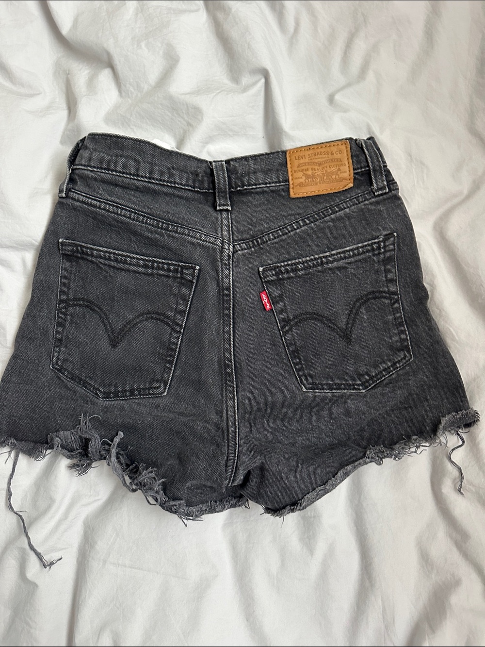 Levi's Black High-Rise Distressed Denim Shorts
